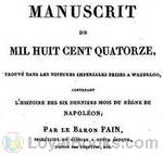 Manuscrit de 1814 by Agathon Jean François Fain
